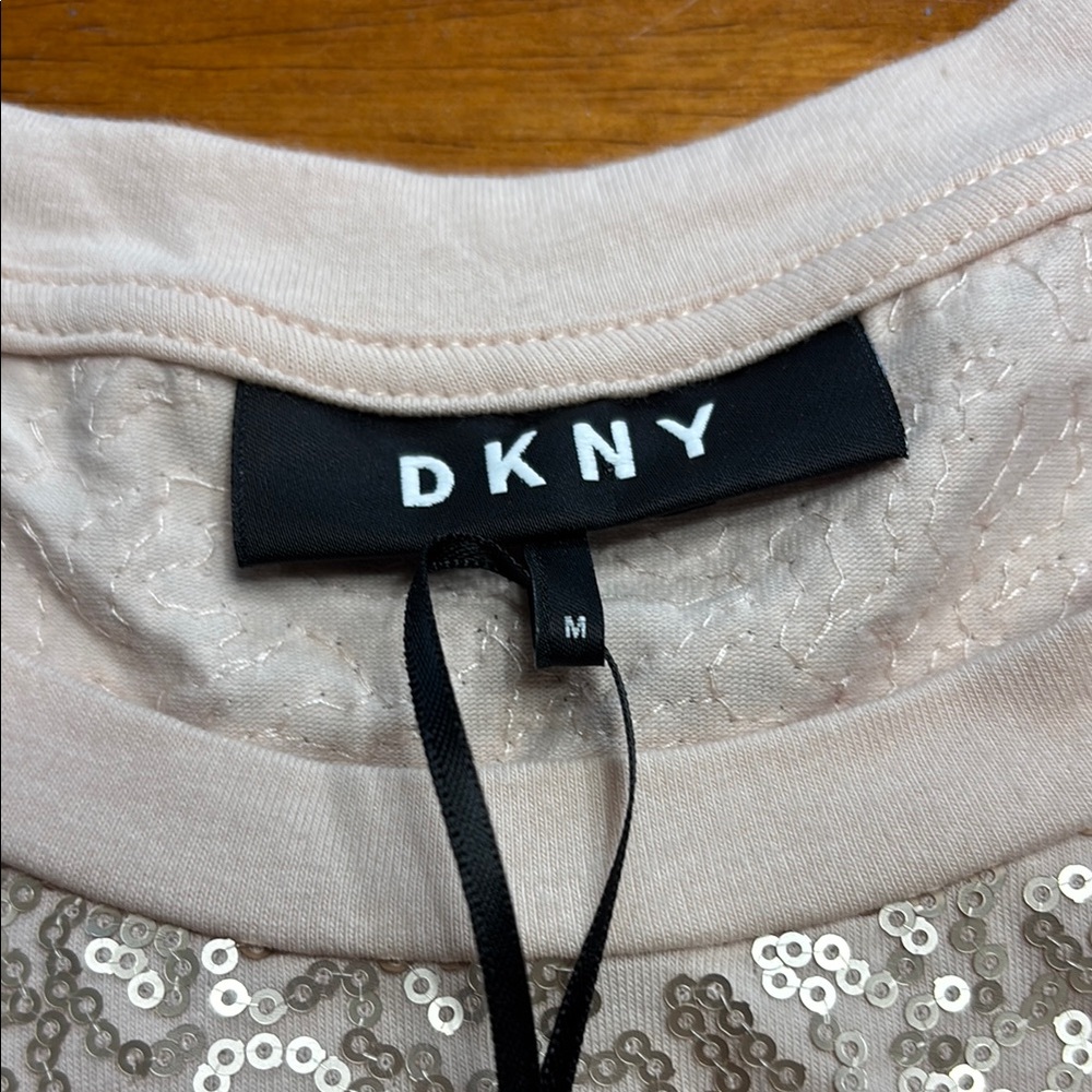 DKNY Women's Short Sleeve Sequin Top - Cream - Picture 3 of 3